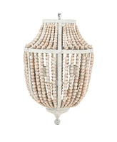 Storied Home Metal and Draped Wood Bead Chandelier Natural