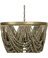 Storied Home 2-Tier Draped Wood Bead Chandelier