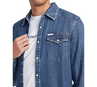 Guess Jeans Men's Slim-Fit Solid Button-Down Denim Shirt