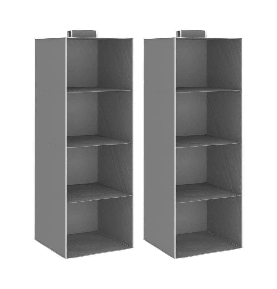 vidaXL Hanging Closet Organizers 2 pcs with 4 Shelves Fabric