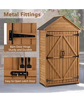 Wooden Outdoor Storage Cabinet with Shelves and Latch