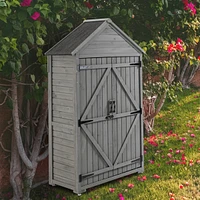 Wooden Outdoor Storage Cabinet with Shelves and Latch