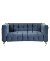 Simplie Fun 63" Modern Sofa Dutch Fluff Upholstered Sofa With Solid Wood Legs, Buttoned Tufted Backrest