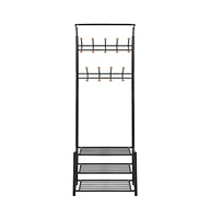 vidaXL Clothes Rack with Shoe Storage 26.8"x12.6"x71.9