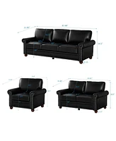 Streamdale Furniture Living Room Sofa With Storage Sofa 1+2+3 Sectional Black Faux Leather