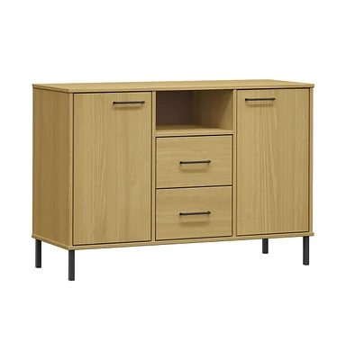 vidaXL Sideboard with Metal Legs 44.5"x15.7"x30.3" Solid Wood Oslo