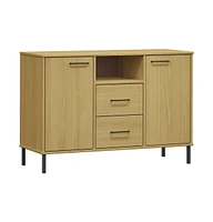 vidaXL Sideboard with Metal Legs 44.5"x15.7"x30.3" Solid Wood Oslo