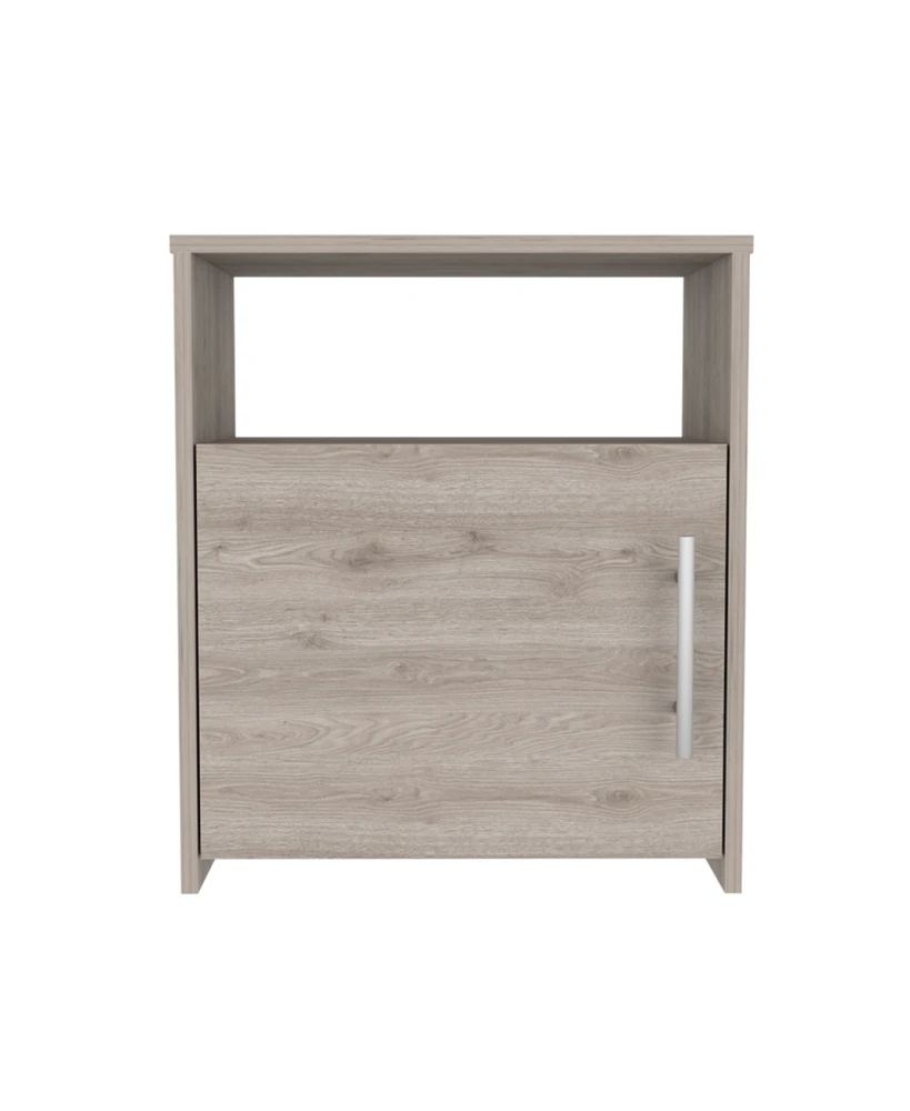 Simplie Fun Nordico Nightstand, One Shelf, Single Door Cabinet, Metal Handle - Light Gray