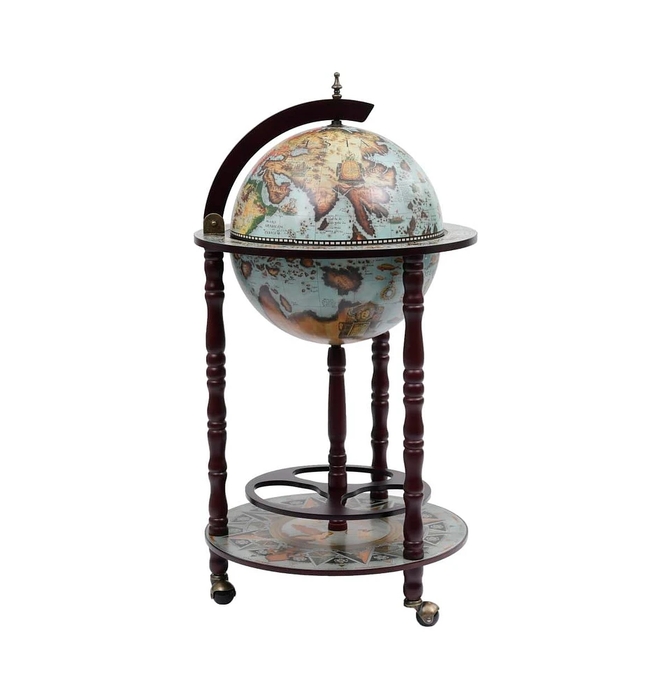 vidaXL Globe Bar Wine Stand Eucalyptus Wood Blue