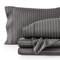 Bare Home Ultra-Soft Double Brushed Print Sheet Set - Pinstripe