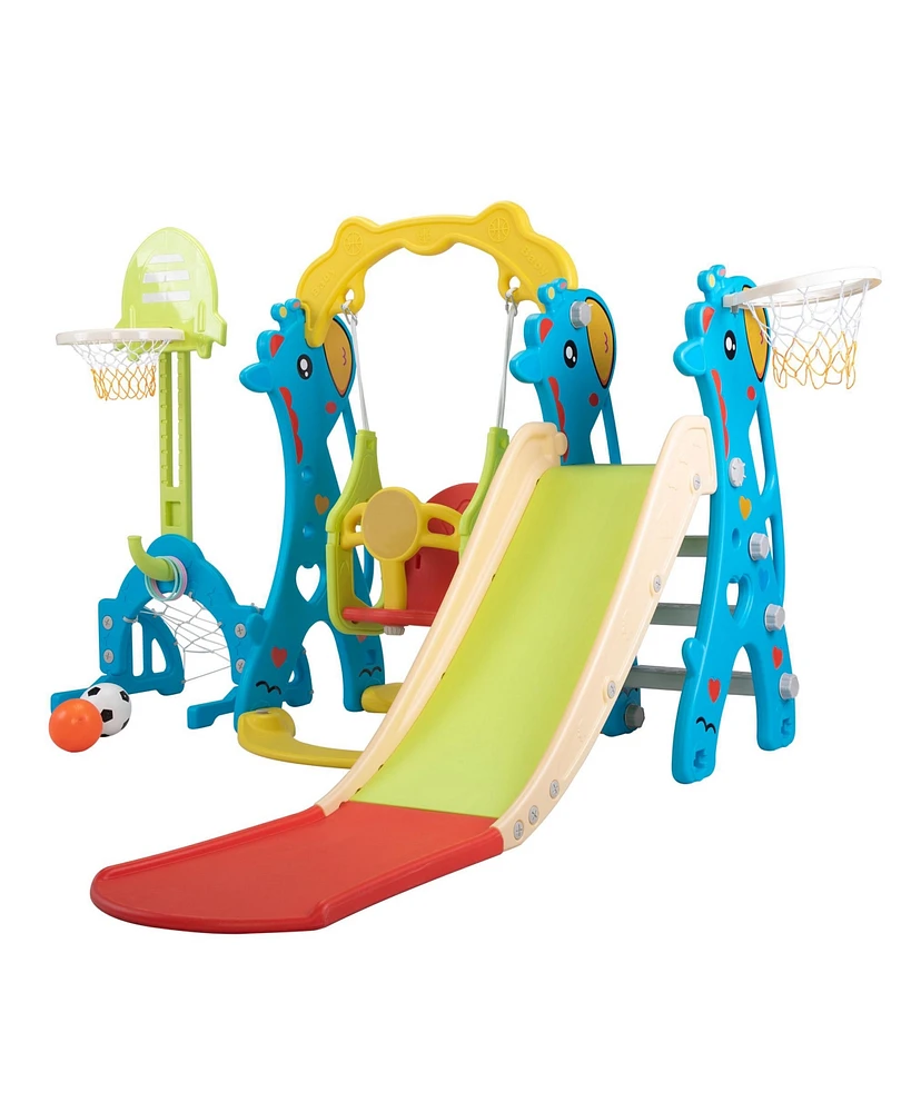 Simplie Fun 5-in-1 Toddler Slide and Swing Set with Accessories