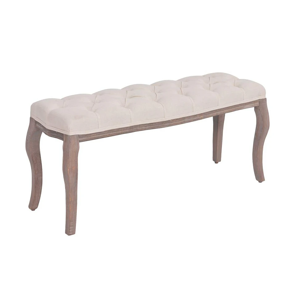 vidaXL Bench Fabric Solid Wood 43.3"x15"x18.9" Cream White