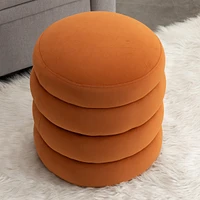 Simplie Fun Soft Velvet Round Ottoman Footrest Stool, Orange