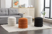 Soft Boucle Round Ottoman Footrest Stool