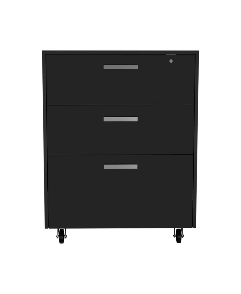 Simplie Fun Medford 3-Drawer Rectangle Chest With Caster Black Wengue