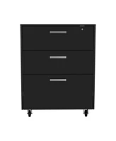 Simplie Fun Medford 3-Drawer Rectangle Chest With Caster Black Wengue