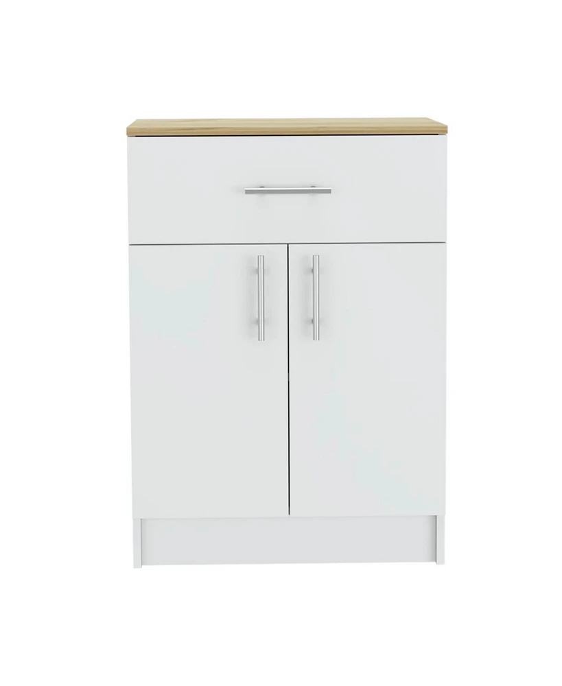 Simplie Fun Wilmington 1-Drawer Rectangle Pantry Cabinet White And Light Oak