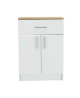 Simplie Fun Wilmington 1-Drawer Rectangle Pantry Cabinet White And Light Oak