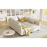 Simplie Fun Convertible U-Shape Sectional Sofa with Storage Seat