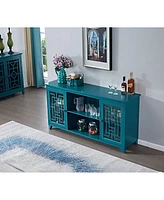 Streamdale Furniture 60" Sideboard Buffet Table With 2 Doors, Storage Cabinet With Adjustable Shelves, Teal