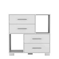 Streamdale Furniture Krista Dresser, Two Open Shelves, Four Drawers - White