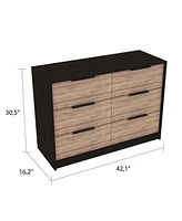 Longhill 6-Drawer Rectangle Dresser Black Wengue And Pine