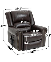 Streamdale Furniture Heavy Duty Leather Recliner with Heat & Massage