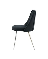 Simplie Fun Set of 4 Modern Black Velvet Dining Chairs with Chrome Legs