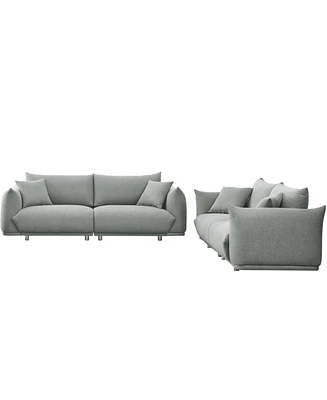 Simplie Fun Modern Solid Wood Frame Sofa Set With 4 Pillows