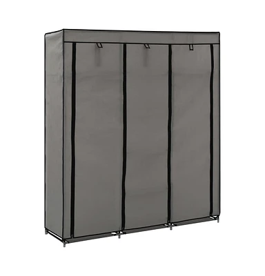 vidaXL Wardrobe with Compartments and Rods Gray 59.1"x17.7"x68.9" Fabric