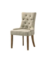 Simplie Fun Yotam Side Chair, Beige Fabric & Salvaged Oak Finish