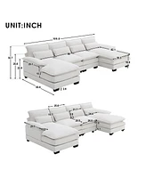 Simplie Fun 110" Modern U-Shaped Sectional Sofa With Sleeper Couch And Chaise Lounge