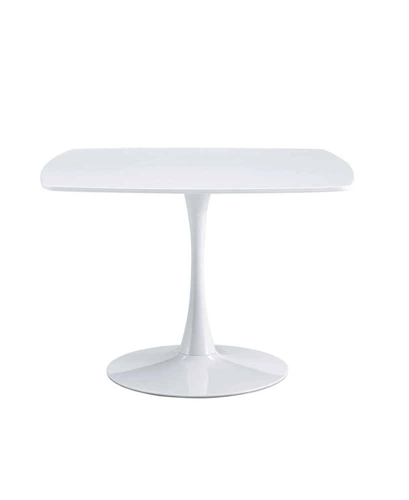 Simplie Fun 42.1" Mid-Century White Dining Table for 4-6, Round Mdf Top