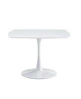 Simplie Fun 42.1" Mid-Century White Dining Table for 4-6, Round Mdf Top