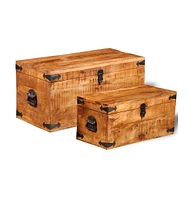 vidaXL Storage Chest Set 2 Pieces Rough Mango Wood