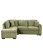 Simplie Fun Convertible L-Shaped Sleeper Sofa with Storage Ottoman