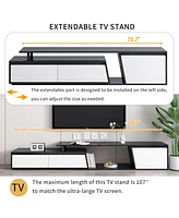 Rectangle Tv Stand, 2 Drawers, 1 Cabinet, Up to 100"