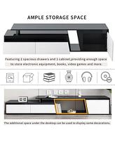 Rectangle Tv Stand, 2 Drawers, 1 Cabinet, Up to 100"