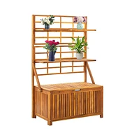 vidaXL Storage Box with Trellis 39"x21.7"x63" Solid Acacia Wood