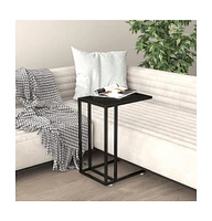 vidaXL Computer Side Table Black 19.7"x13.8"x25.6" Tempered Glass