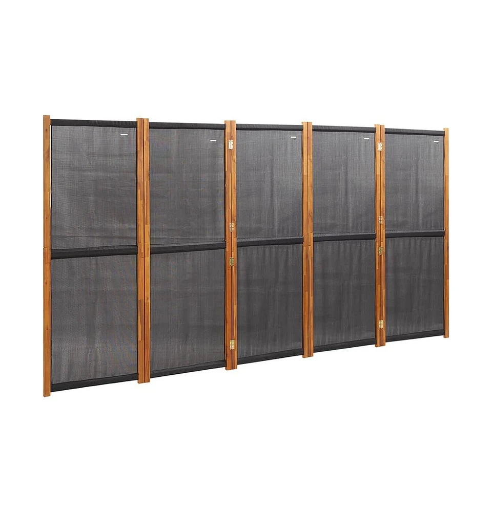 vidaXL 5-Panel Room Divider Black 137.8"x70.9"