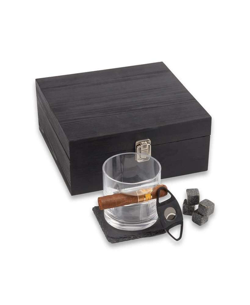 Bey-Berk Whisky Set with Glass, Stones, Coaster, and Cigar Cutter