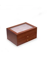 Bey-Berk Cherry Wood 18 Sunglass Storage Box