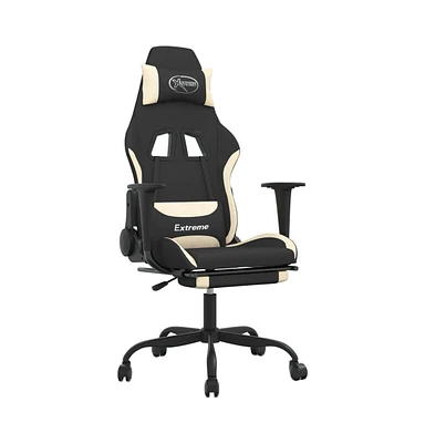 vidaXL Massage Gaming Chair with Footrest Black and Fabric