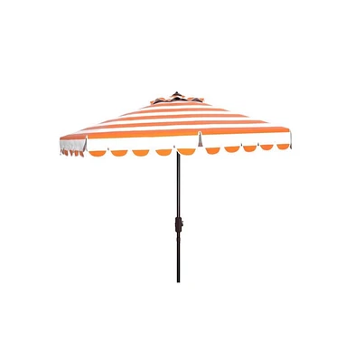 Safavieh Maui Single Scallop Striped 9Ft Crank Push Button Tilt Umbrella