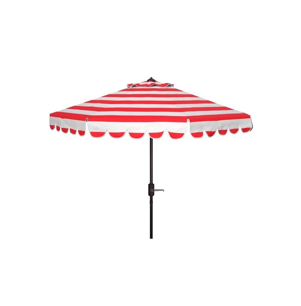 Safavieh Maui Single Scallop Striped 9Ft Crank Push Button Tilt Umbrella