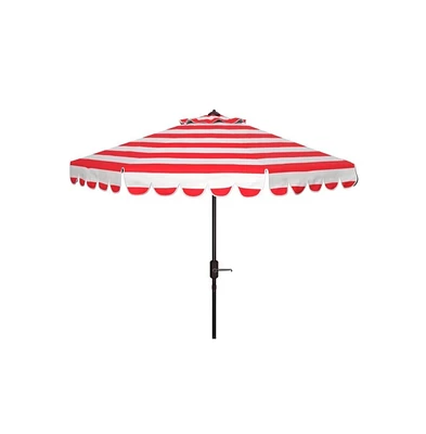 Safavieh Maui Single Scallop Striped 9Ft Crank Push Button Tilt Umbrella