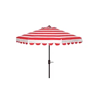 Safavieh Maui Single Scallop Striped 9Ft Crank Push Button Tilt Umbrella