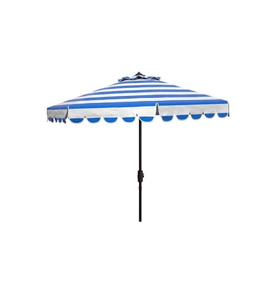 Safavieh Maui Single Scallop Striped 9Ft Crank Push Button Tilt Umbrella