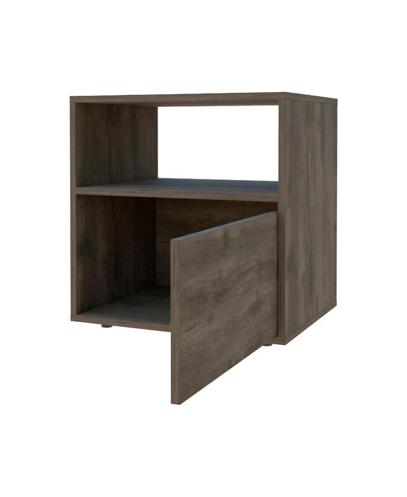 Simplie Fun Sauvie 1-Shelf Nightstand Dark Brown